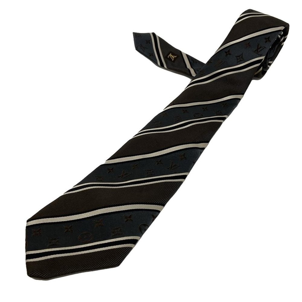 Louis Vuitton Tie Stripe Monogram Pattern Blue Br… - image 1